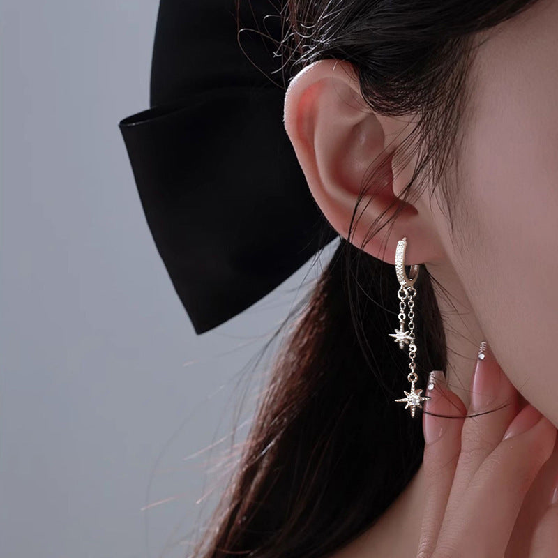 Summer High-grade Eight Awn Star Zircon Earrings For Women