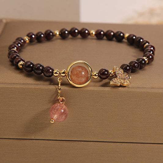 Red Rock Butterfly Pendant Women Bracelet
