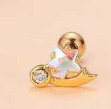 Women's Vintage Love Five-pointed Star Diamond Stud Earrings