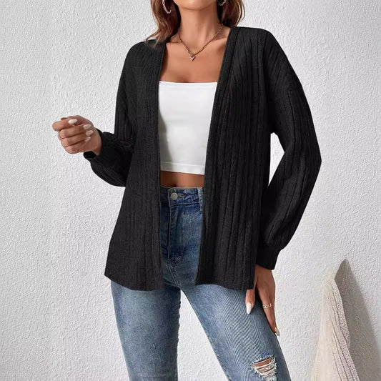 Brushed Solid Color Cardigan Model LIERSHERF Coat Women's Clothing