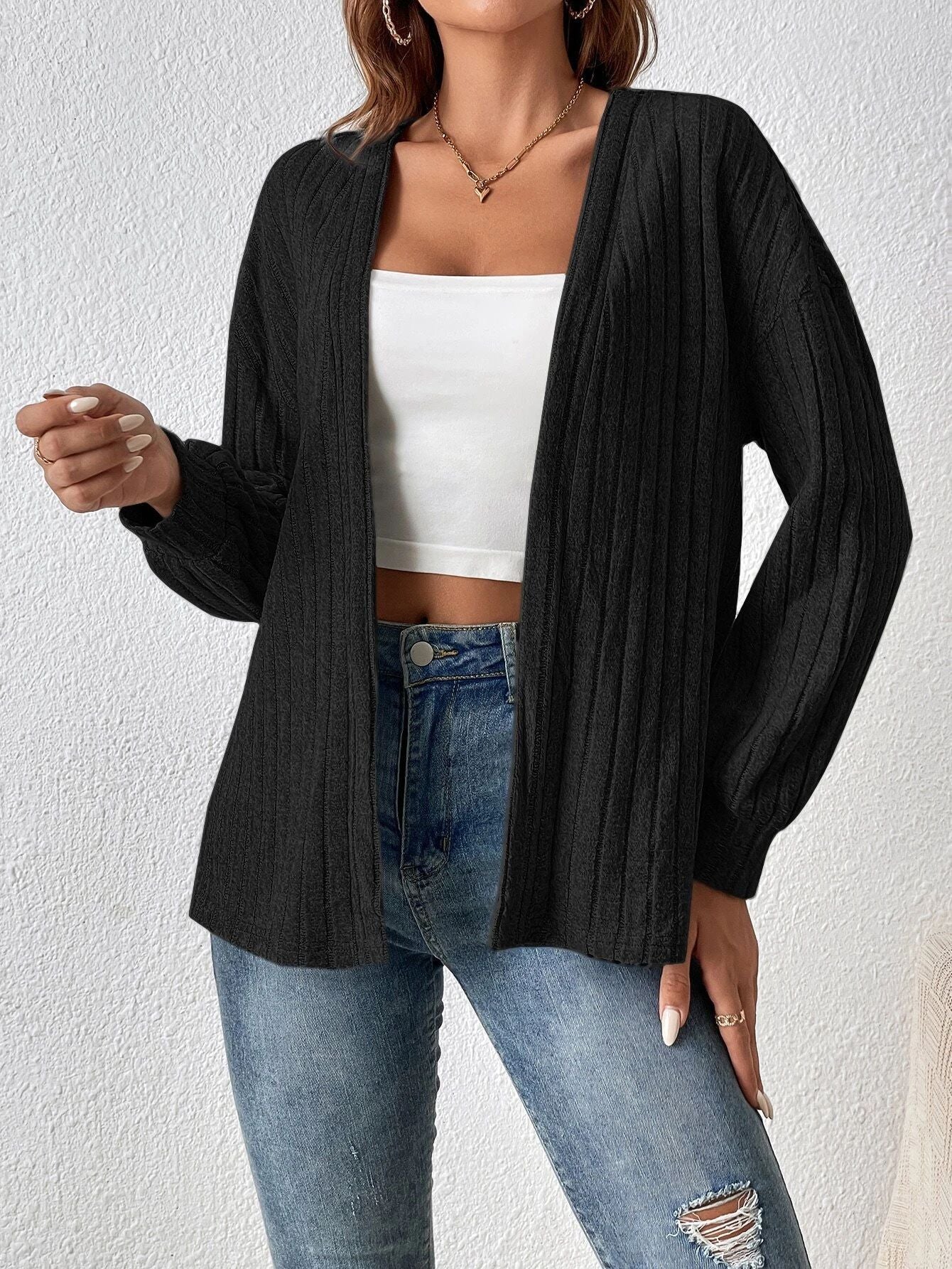 Brushed Solid Color Cardigan Model LIERSHERF Coat Women's Clothing