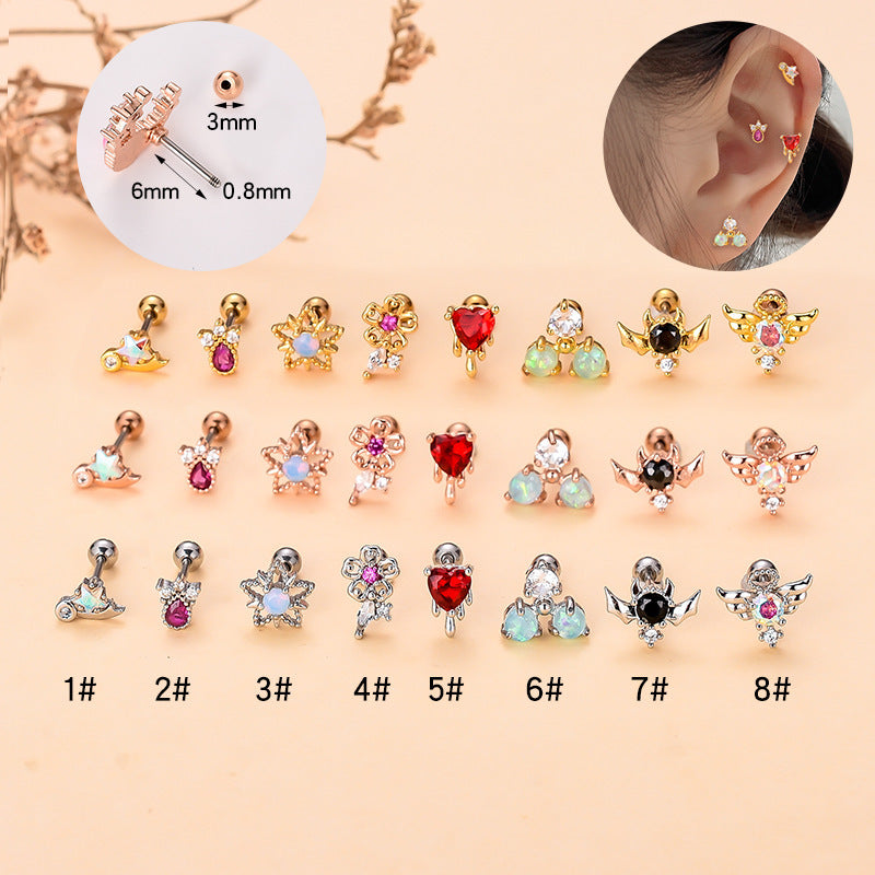 Women's Vintage Love Five-pointed Star Diamond Stud Earrings