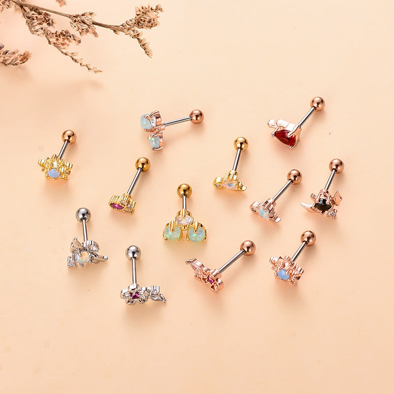 Women's Vintage Love Five-pointed Star Diamond Stud Earrings