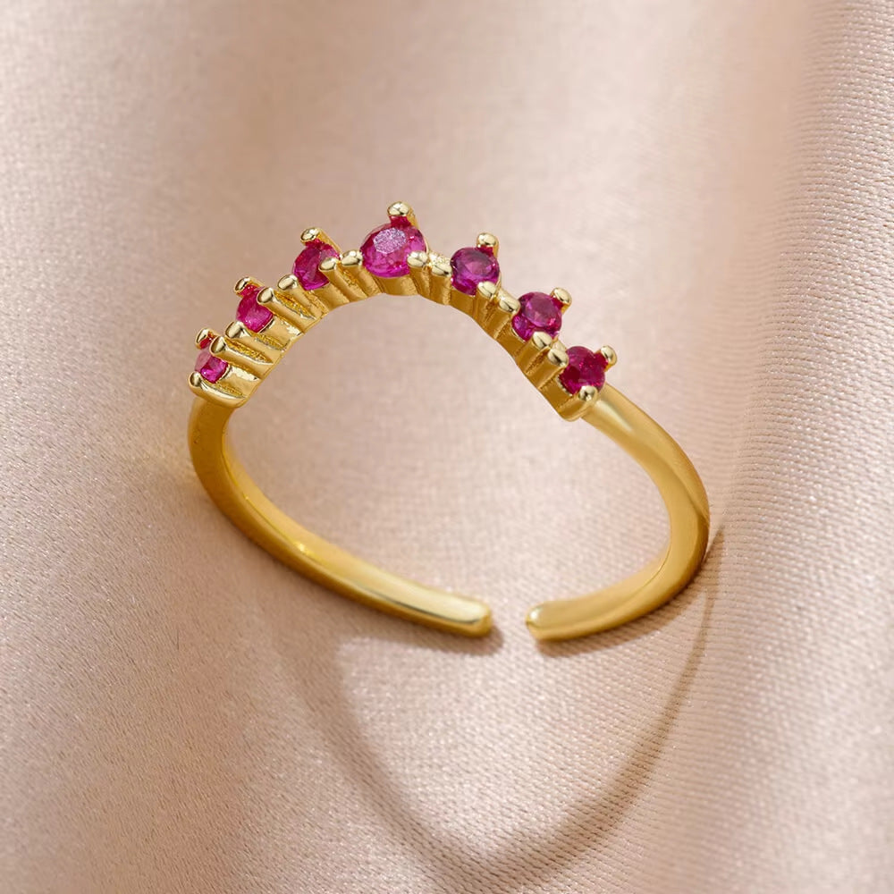 Mild Luxury Retro 18K Gold Plated Love Emerald Ring